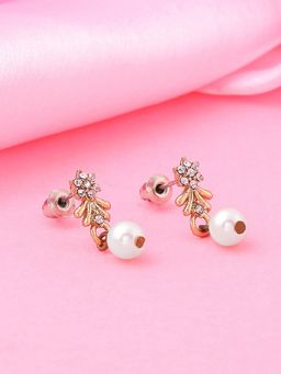 Estele - Gold Plated Sparkling Designer Drop Earrings for Women